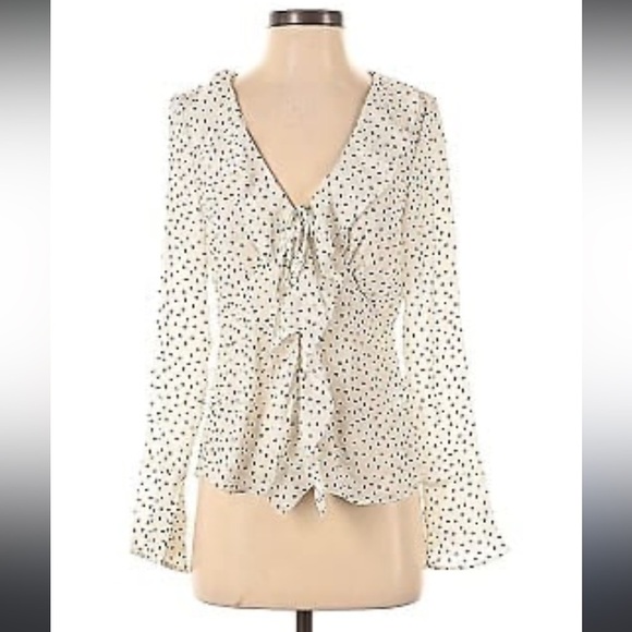 Anthropologie Maison d’Amelie Polka Dot Ruffle Blouse Twee Coquette Delicate - Picture 1 of 7